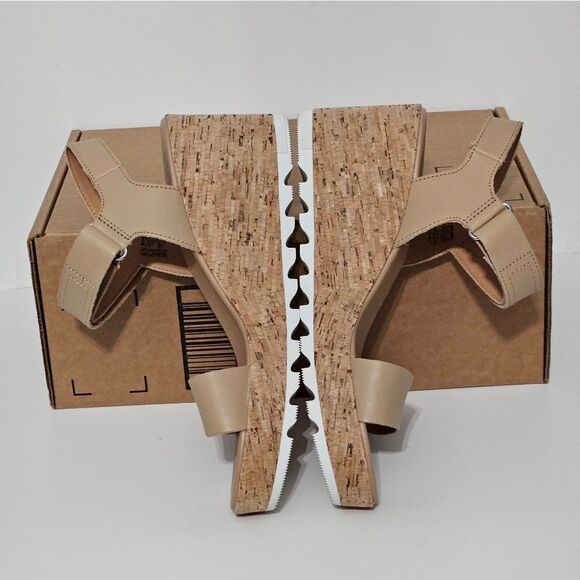 Sorel, tan cork wedges in genuine leather. NWOT, Size 8.5 - Picture 3 of 7